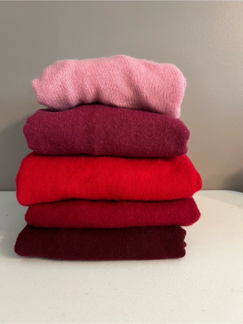 Lot of 5 100% Cashmere Fabric Cutter Craft Upcycle Red Pink Flaws 1lb 14oz